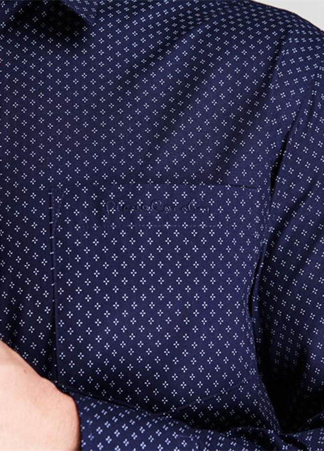 Темно-синяя кэжуал рубашка с геометрическим узором Pierre Cardin