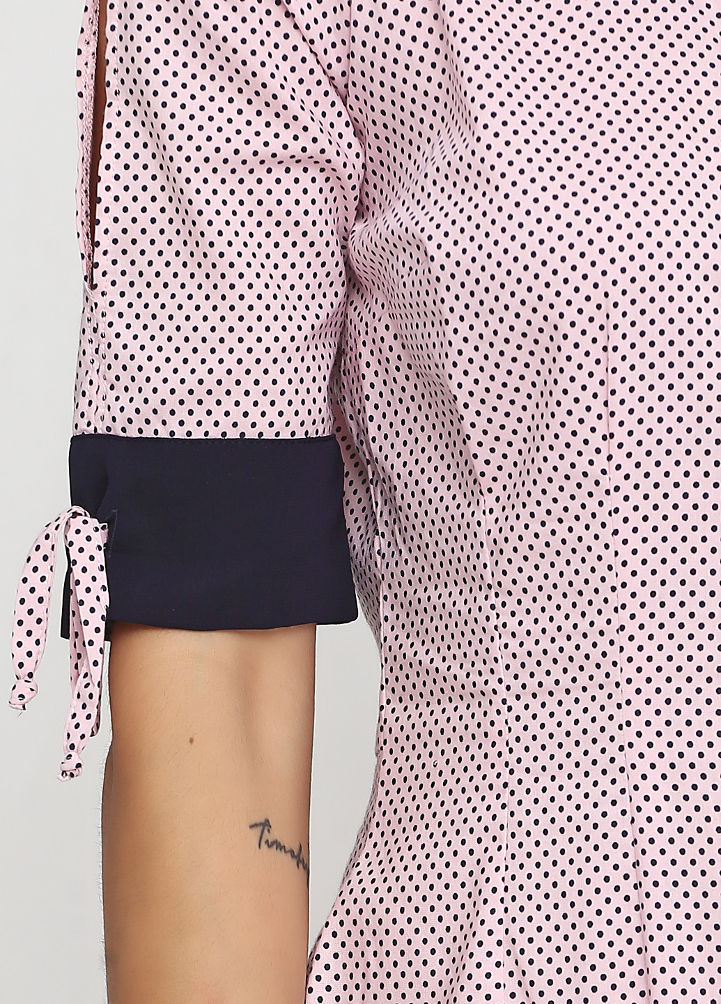 Розовое кэжуал платье рубашка Sassofono в горошек