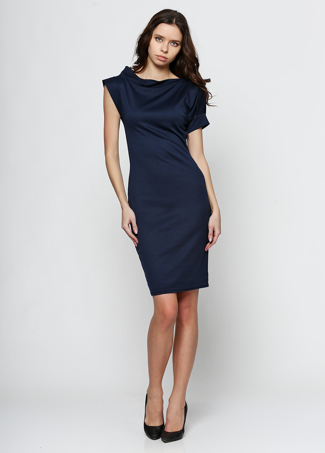 Темно-синее кэжуал платье Fashion Cotton однотонное