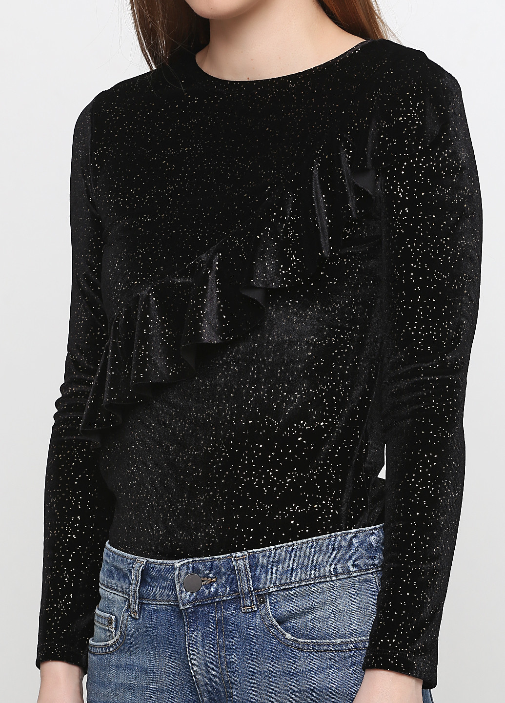 Блуза-боди By Very с длинным рукавом абстрактные чёрные кэжуалы
