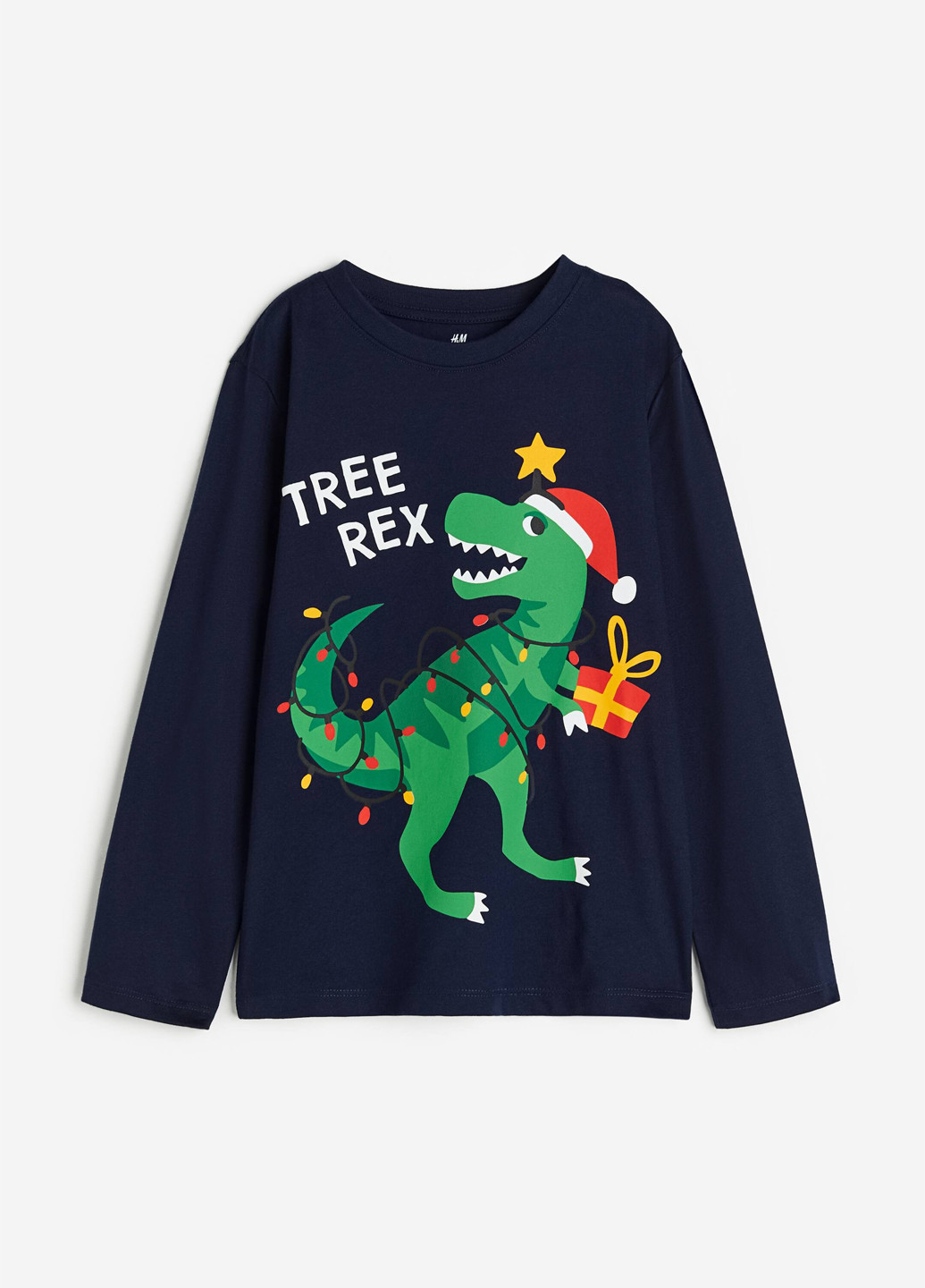 Темно-синий демисезонный кэжуал лонгслив H&M новогодний