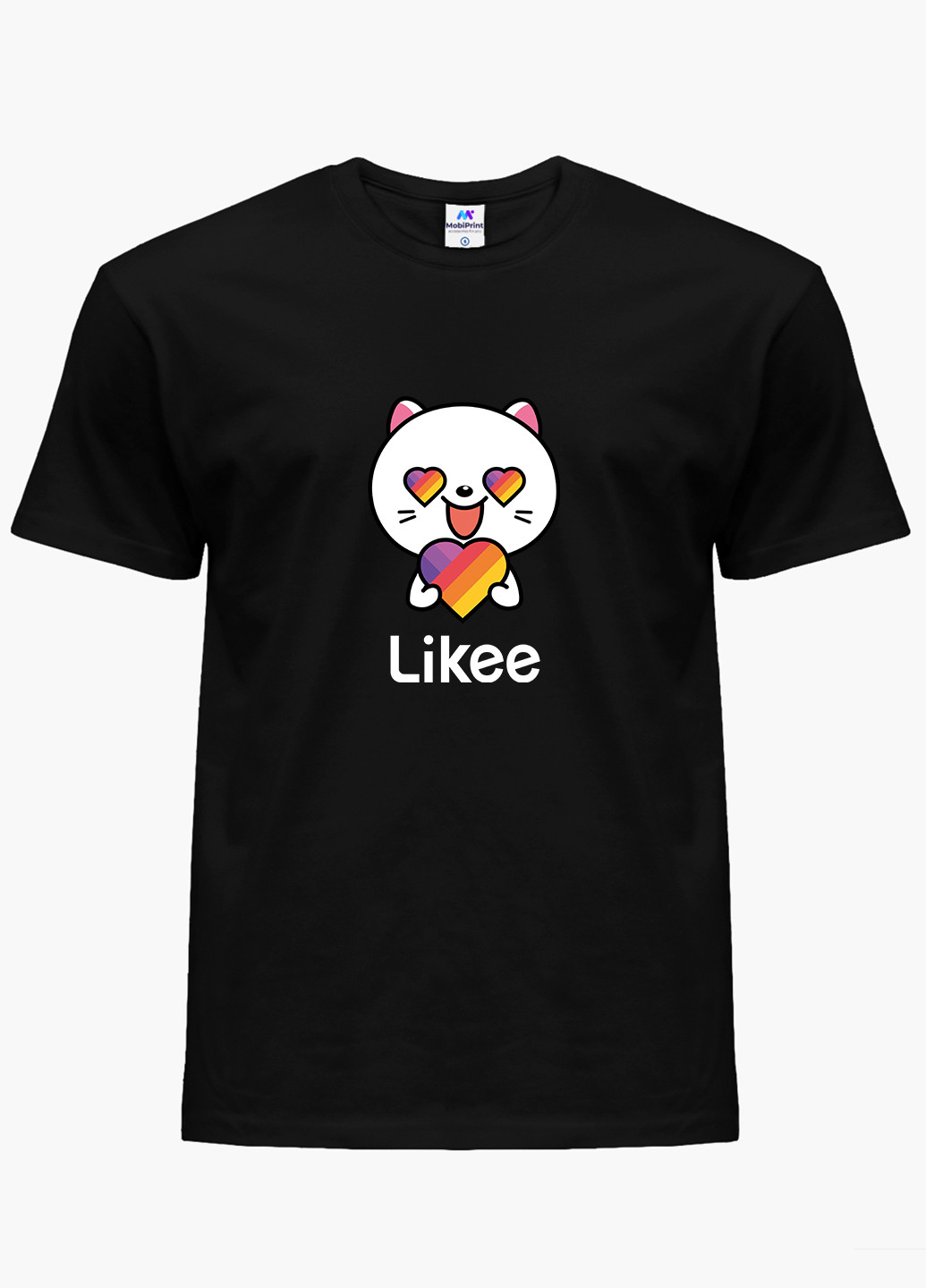 Черная демисезонная футболка детская лайк котик (likee cat)(9224-1036) MobiPrint