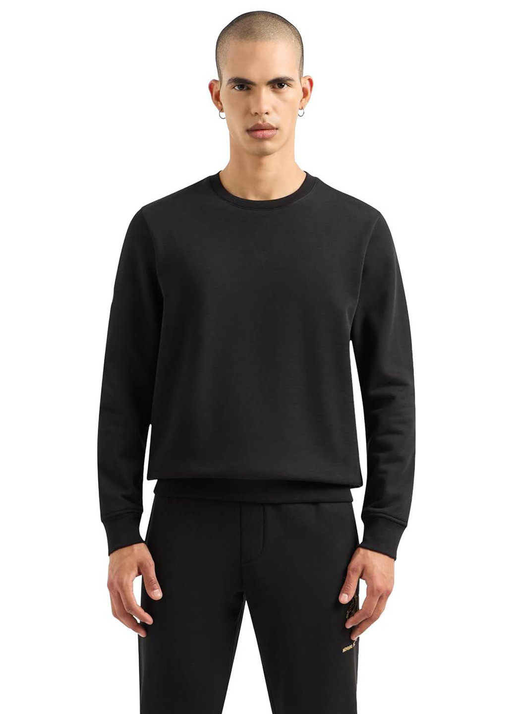 Черный свитшот Armani Exchange однотонный вышивка (315341646)