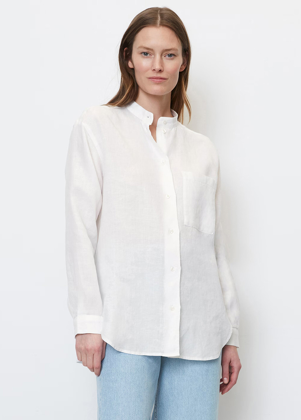 Белая кэжуал рубашка однотонная Marc O'Polo