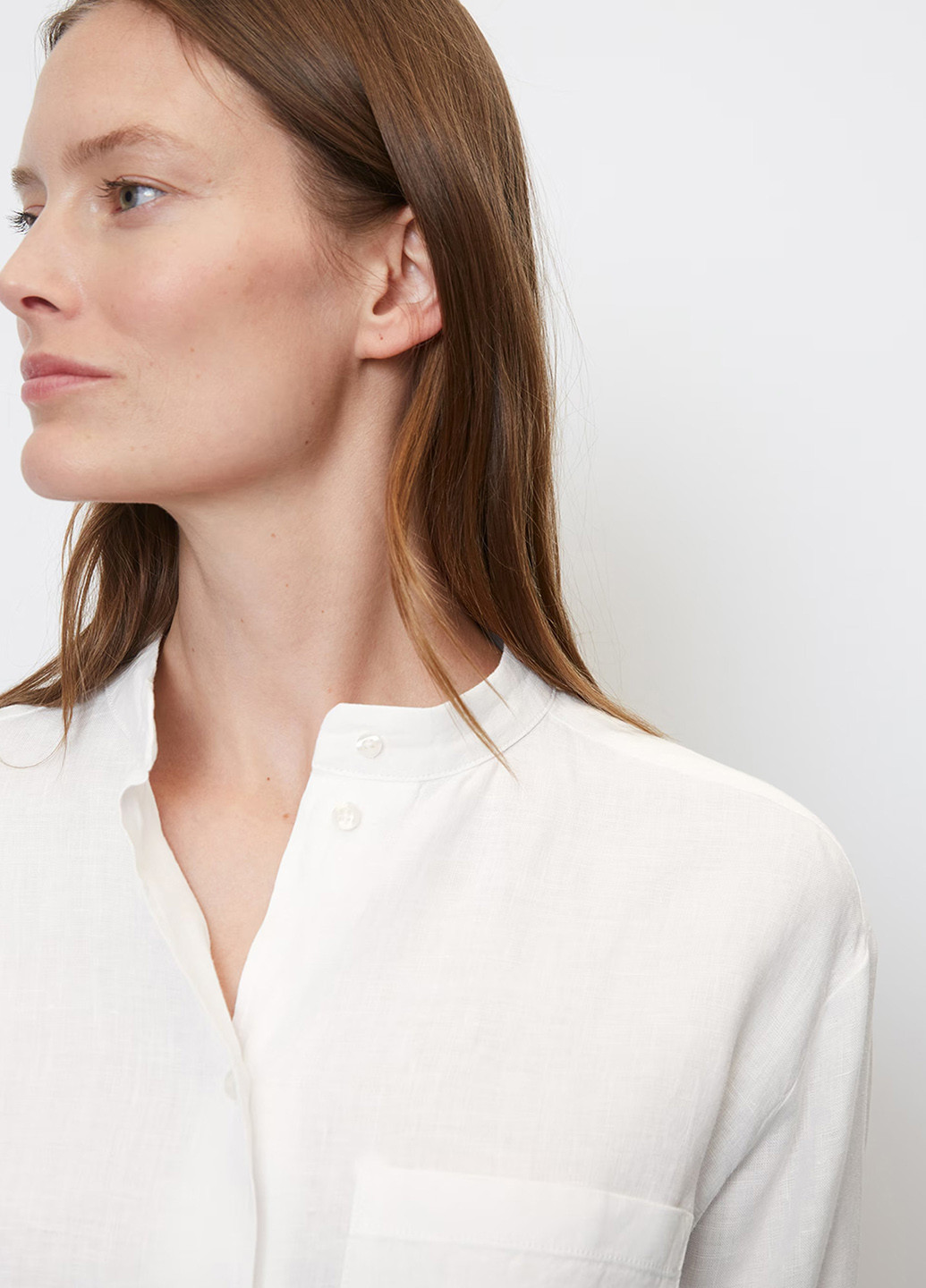 Белая кэжуал рубашка однотонная Marc O'Polo