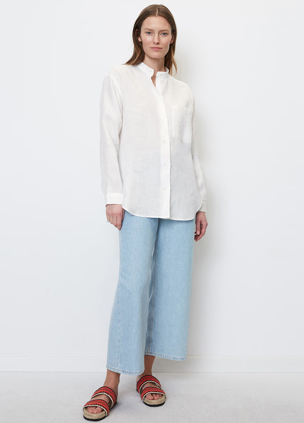 Белая кэжуал рубашка однотонная Marc O'Polo