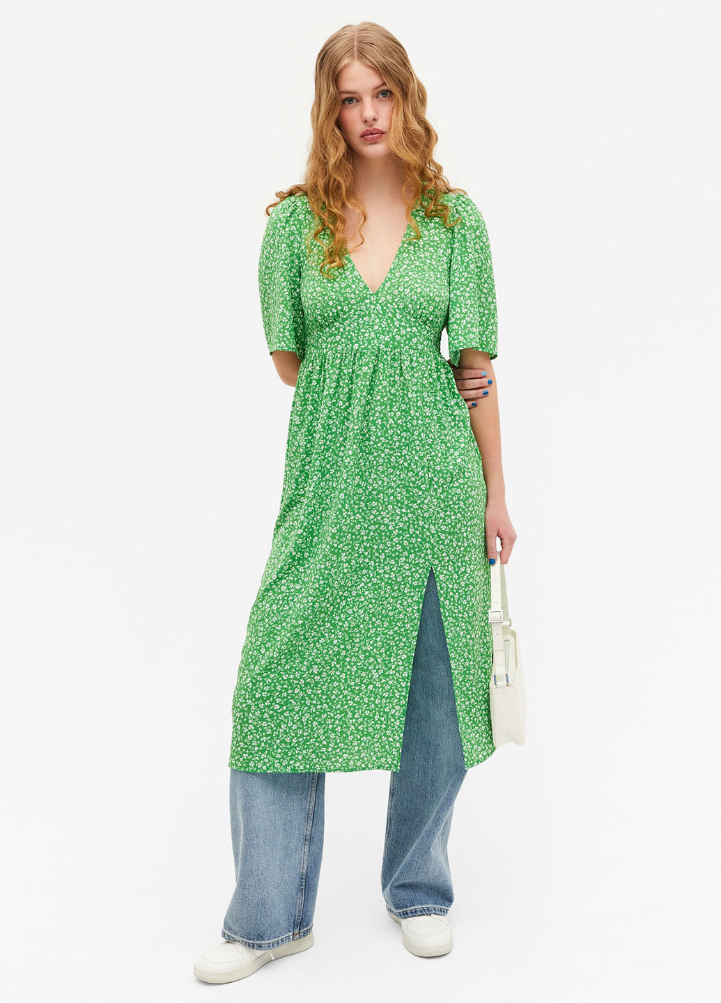 Зелена кежуал сукня а-силует Monki з квітковим принтом