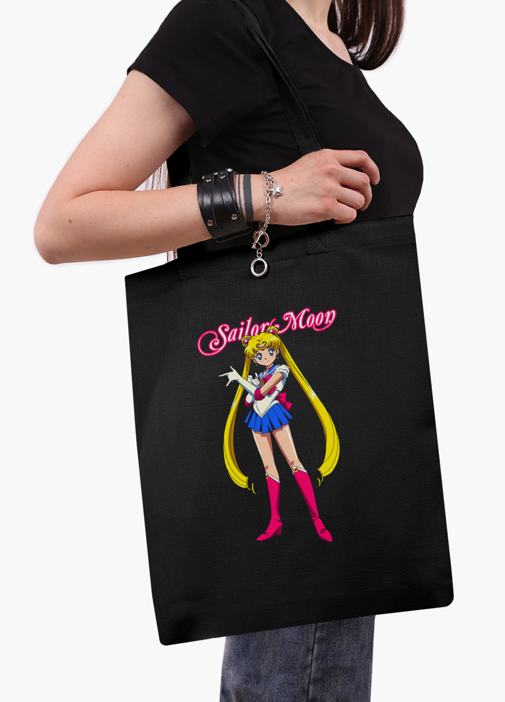 Еко сумка шоппер Сейлор Мун (Sailor Moon) на блискавці (9227-2916-BKZ) MobiPrint (236265415)