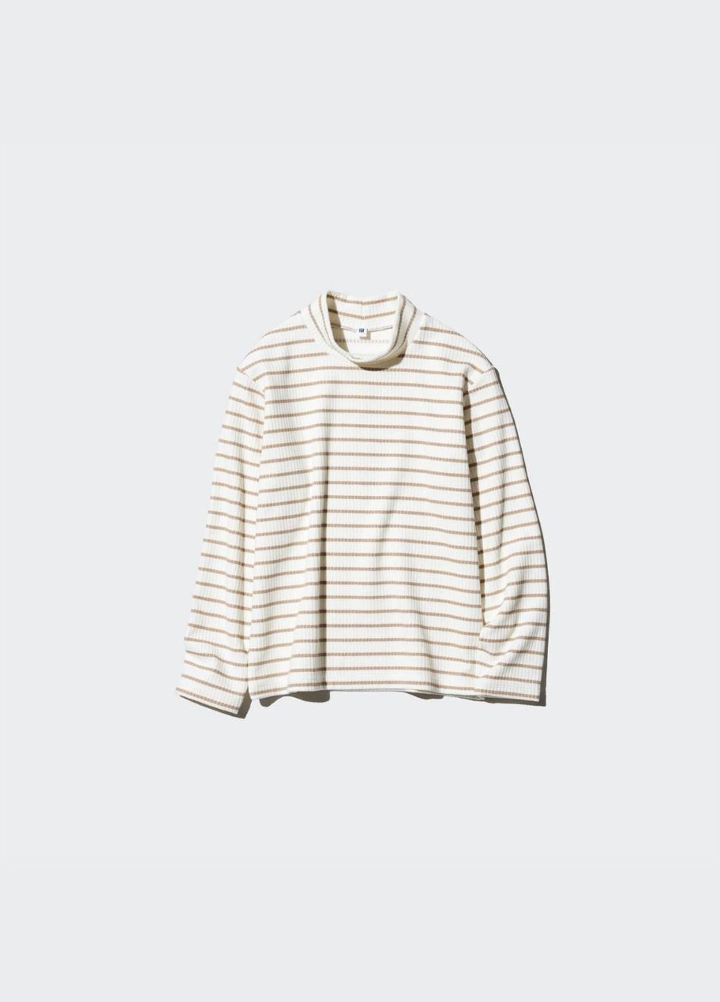 Бежевый демисезонный кэжуал лонгслив Uniqlo в полоску
