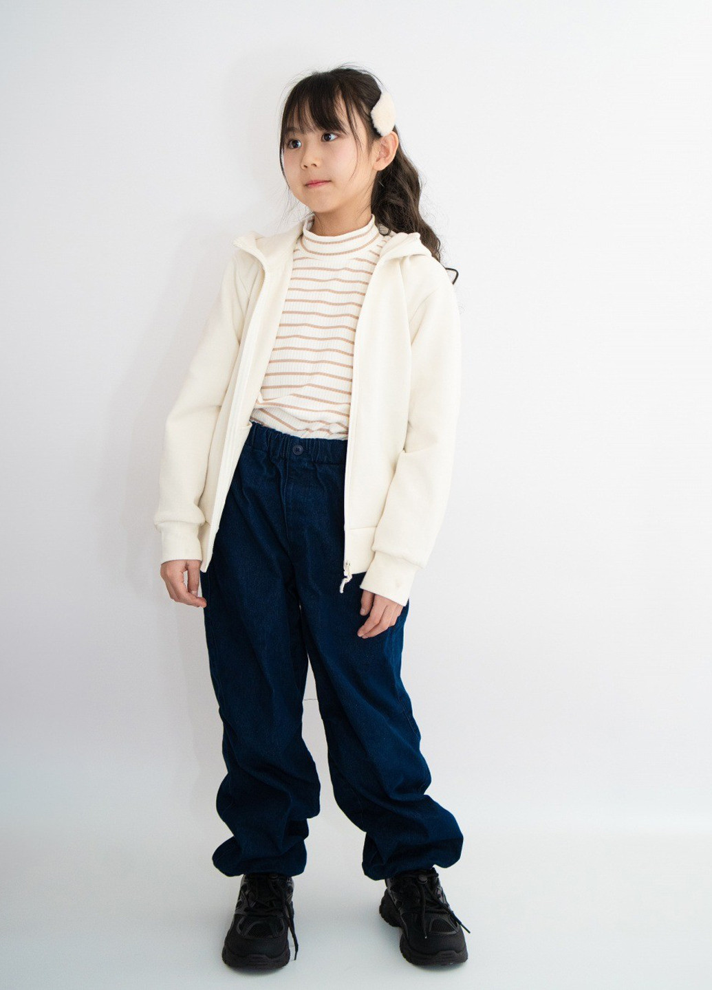 Бежевый демисезонный кэжуал лонгслив Uniqlo в полоску