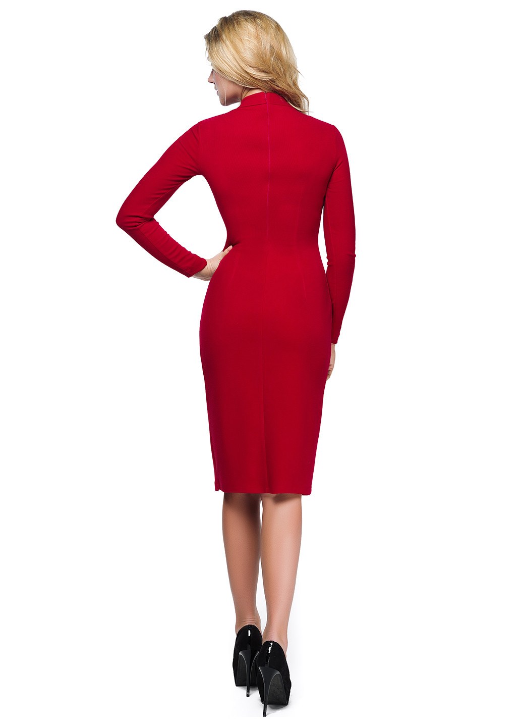 Темно-красное кэжуал платье с длинным рукавом Sonya Scandal однотонное