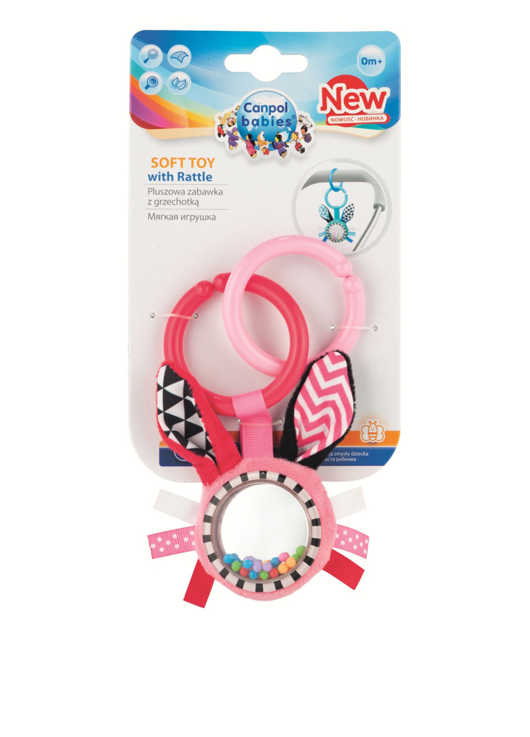 игрушка плюшевая с погремушкой 0+ Zig Zag розовый кролик Canpol Babies (91068804)