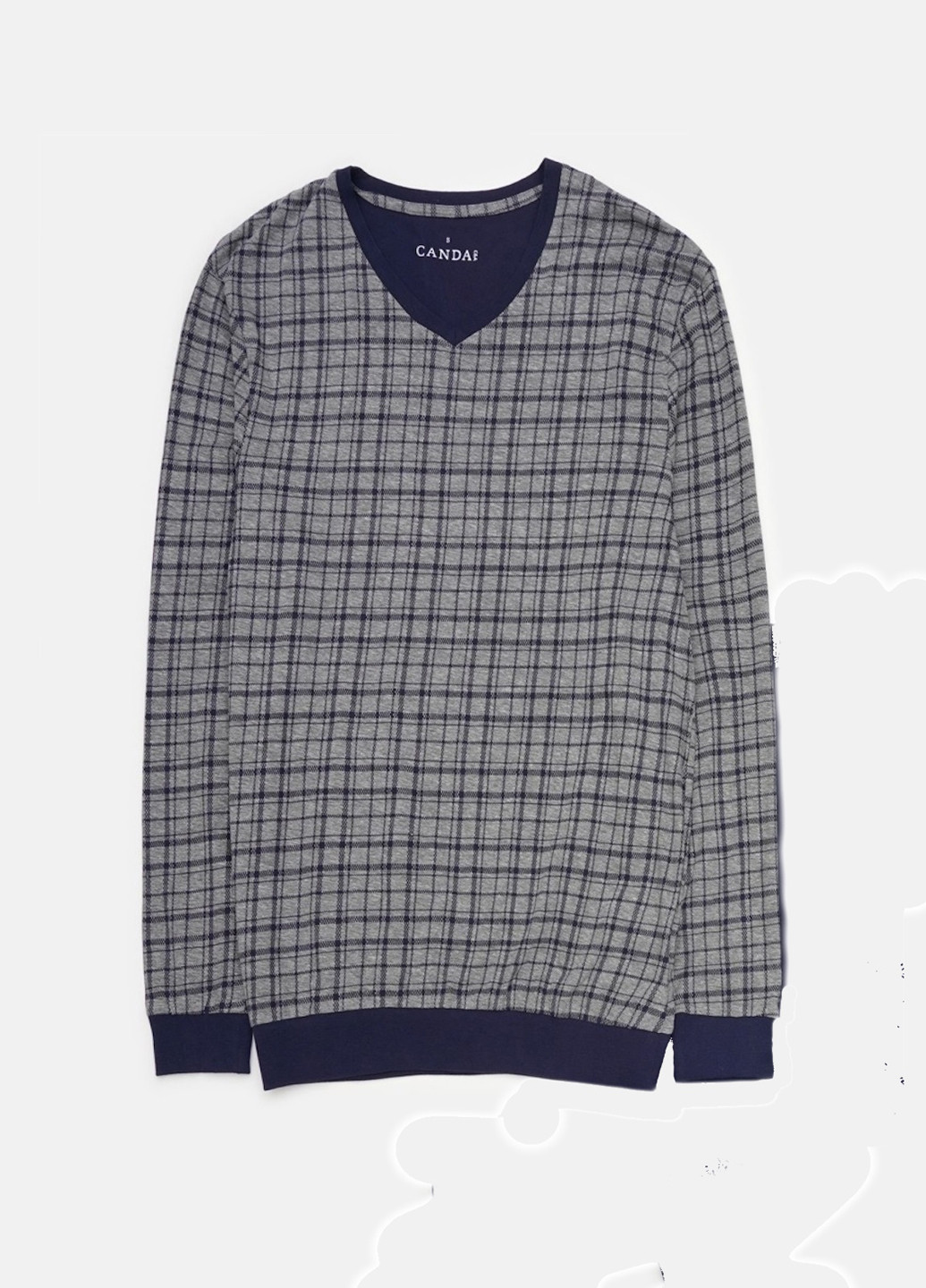 Лонгслів C&A клітинка сіро-синій домашні бавовна
