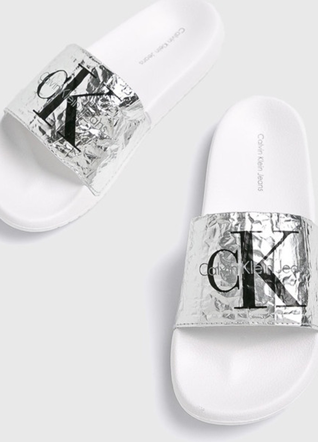 Серебряные шлепанцы chantal 85-3 серебро Calvin Klein