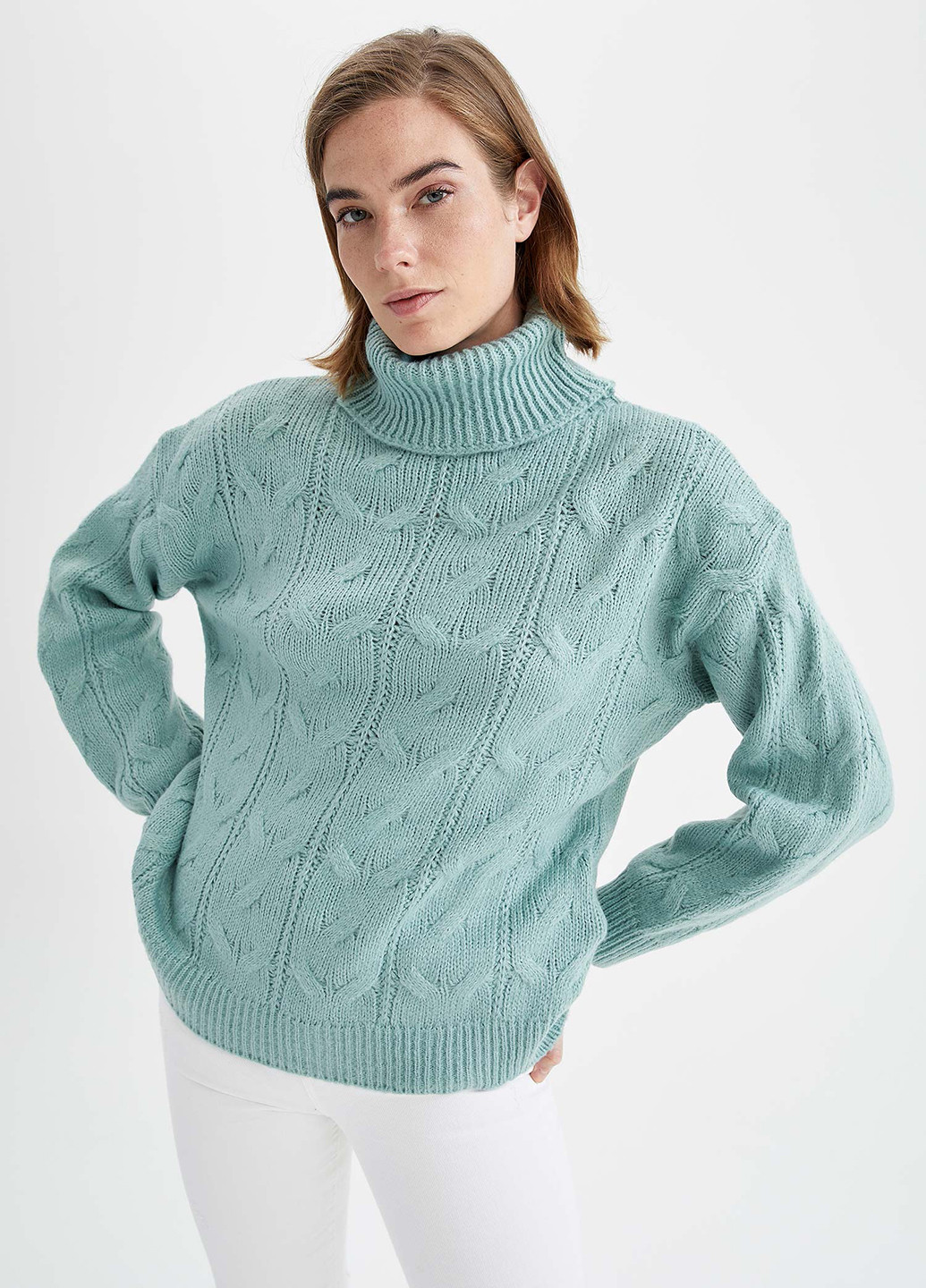 Мятный демисезонный свитер DeFacto