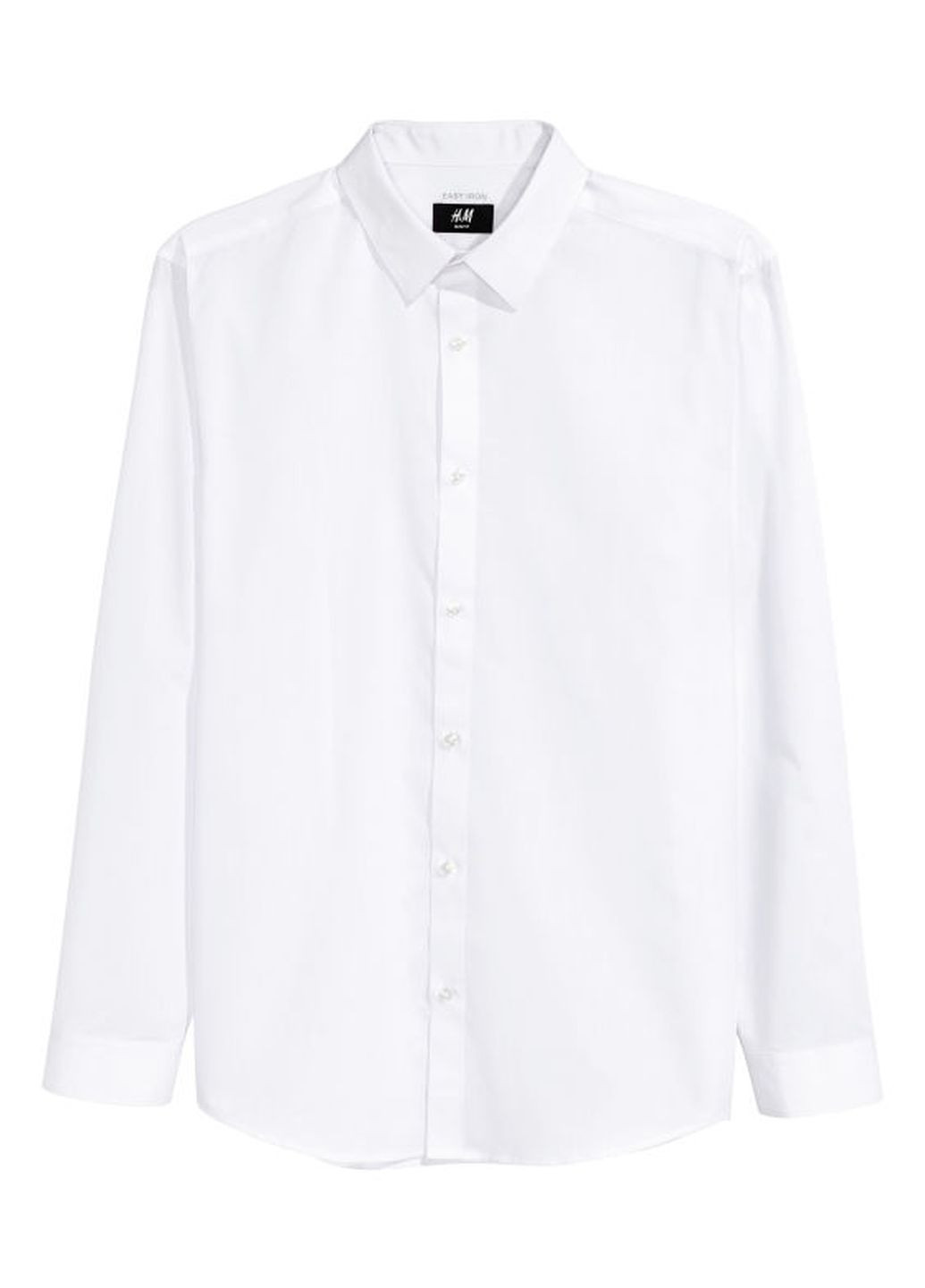 Сорочка H&M однотонна біла ділова бавовна