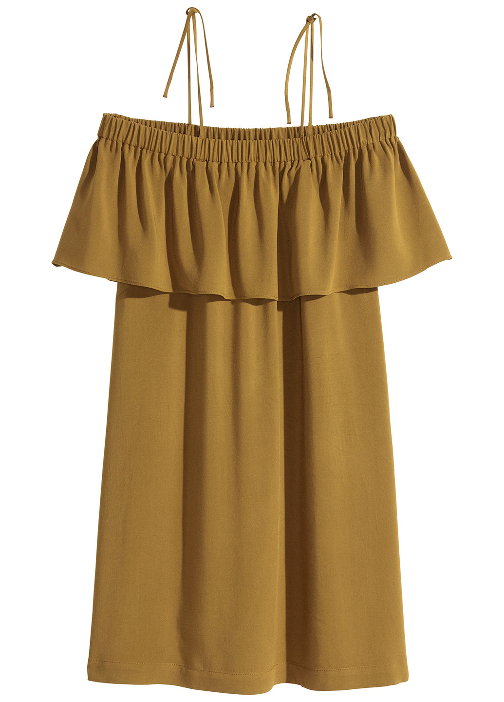 Оливкова кежуал сукня з відкритими плечима H&M однотонна