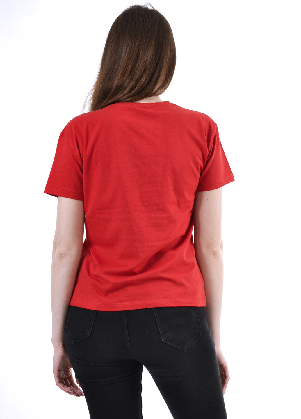 Красная летняя женская футболка микки маус No Brand