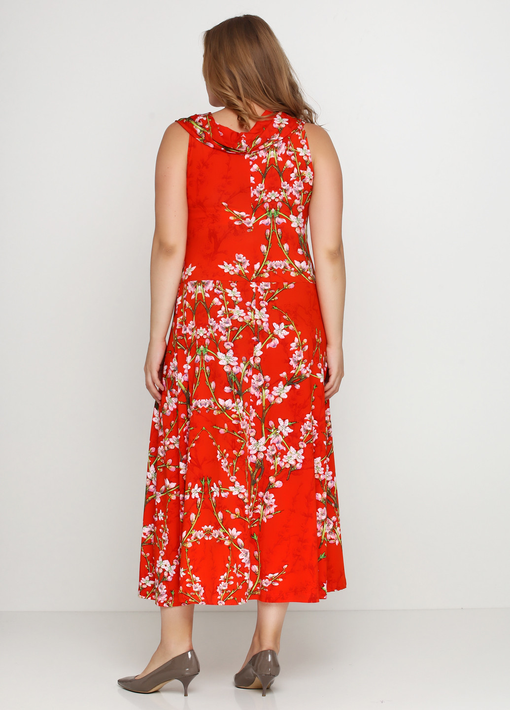 Красное кэжуал платье Алеся с цветочным принтом