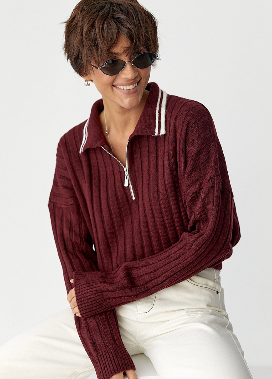 Бордовий демісезонний джемпер джемпер No Brand