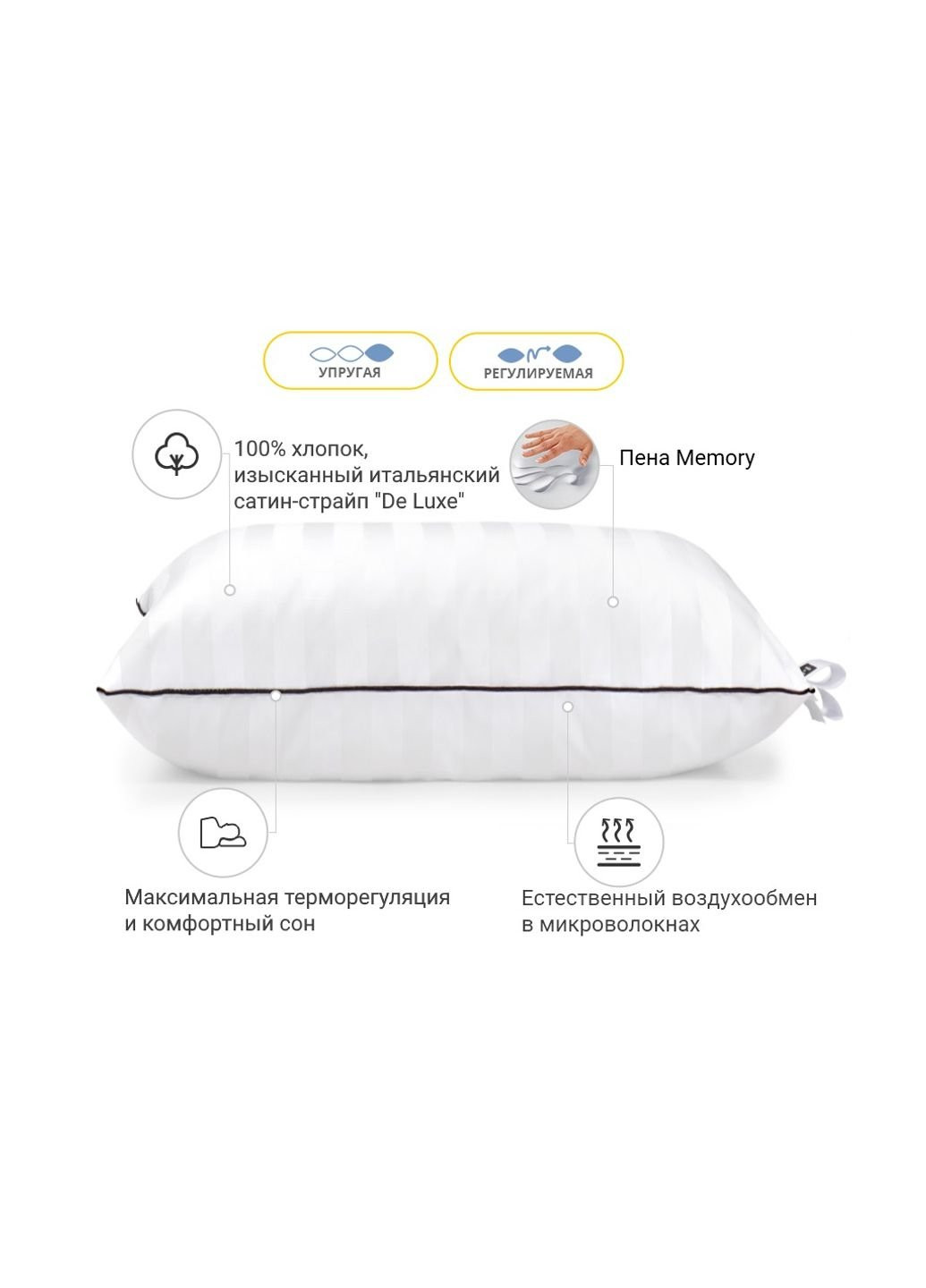 Подушка 1491 Royal Pearl Hand Made memory effekt Высокая 70х70 см (2200001540491) Mirson (254053878)