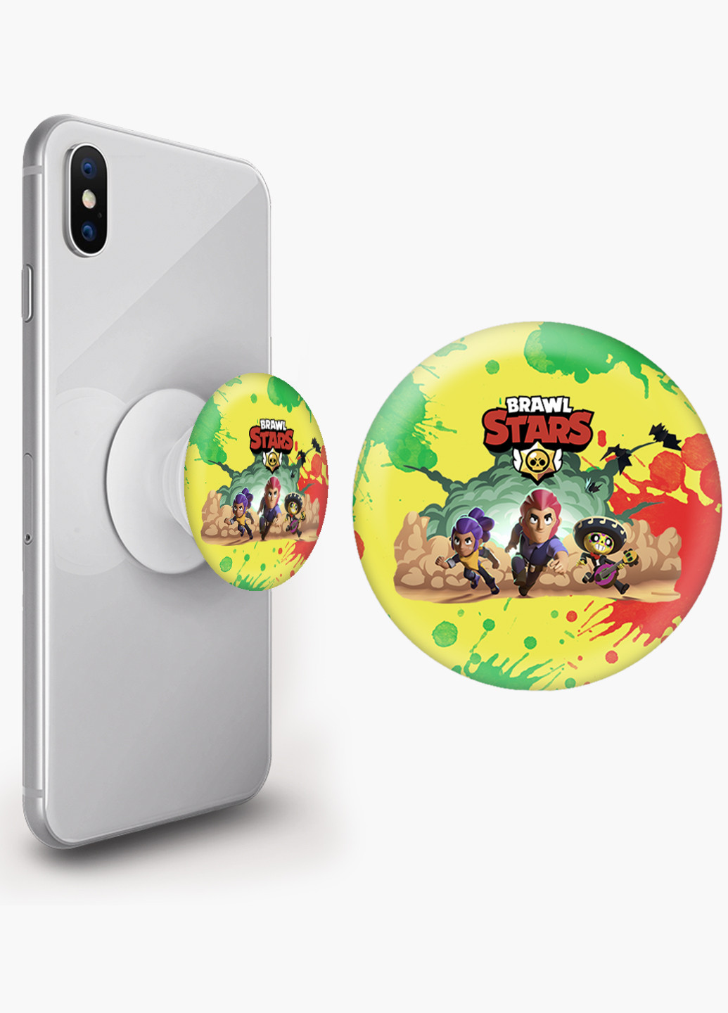 Попсокет (Popsockets) тримач для смартфону Бравл Старс (Brawl Stars) (8754-1024) Чорний MobiPrint (216748462)