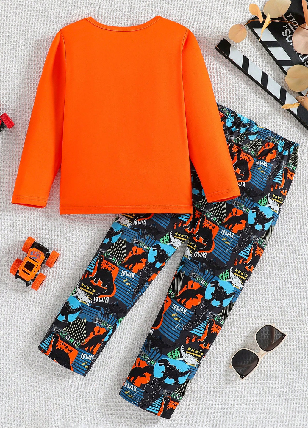 Оранжевая всесезон пижама (лонгслив, брюки) лонгслив + брюки SHEIN