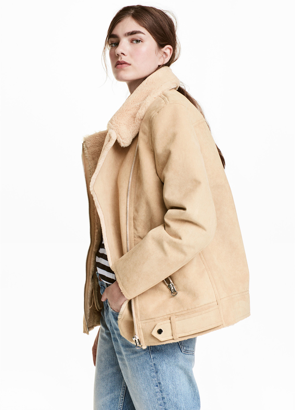 Світло-бежева зимня куртка H&M