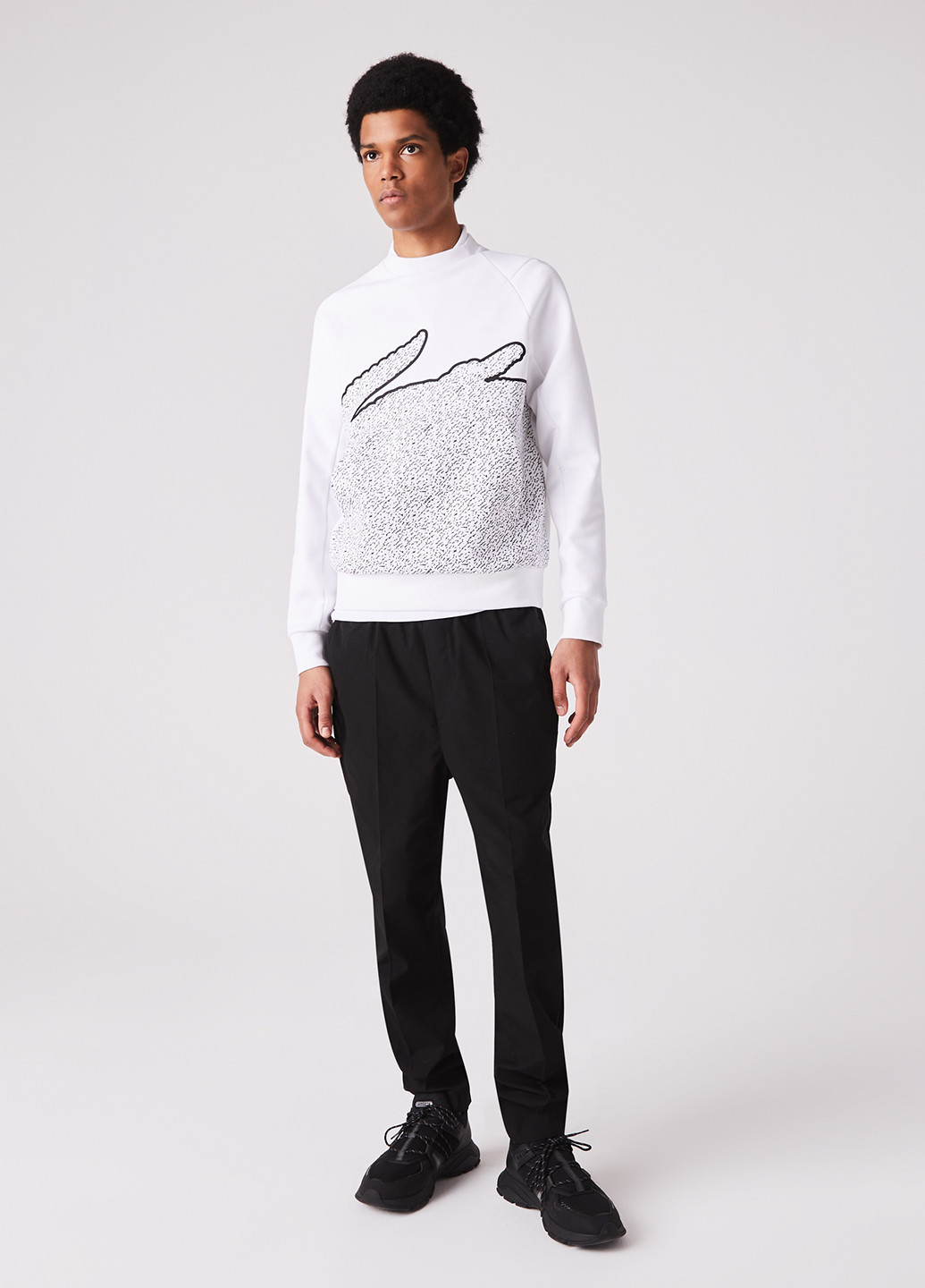 Білий світшот Lacoste малюнок без декору (329694539)