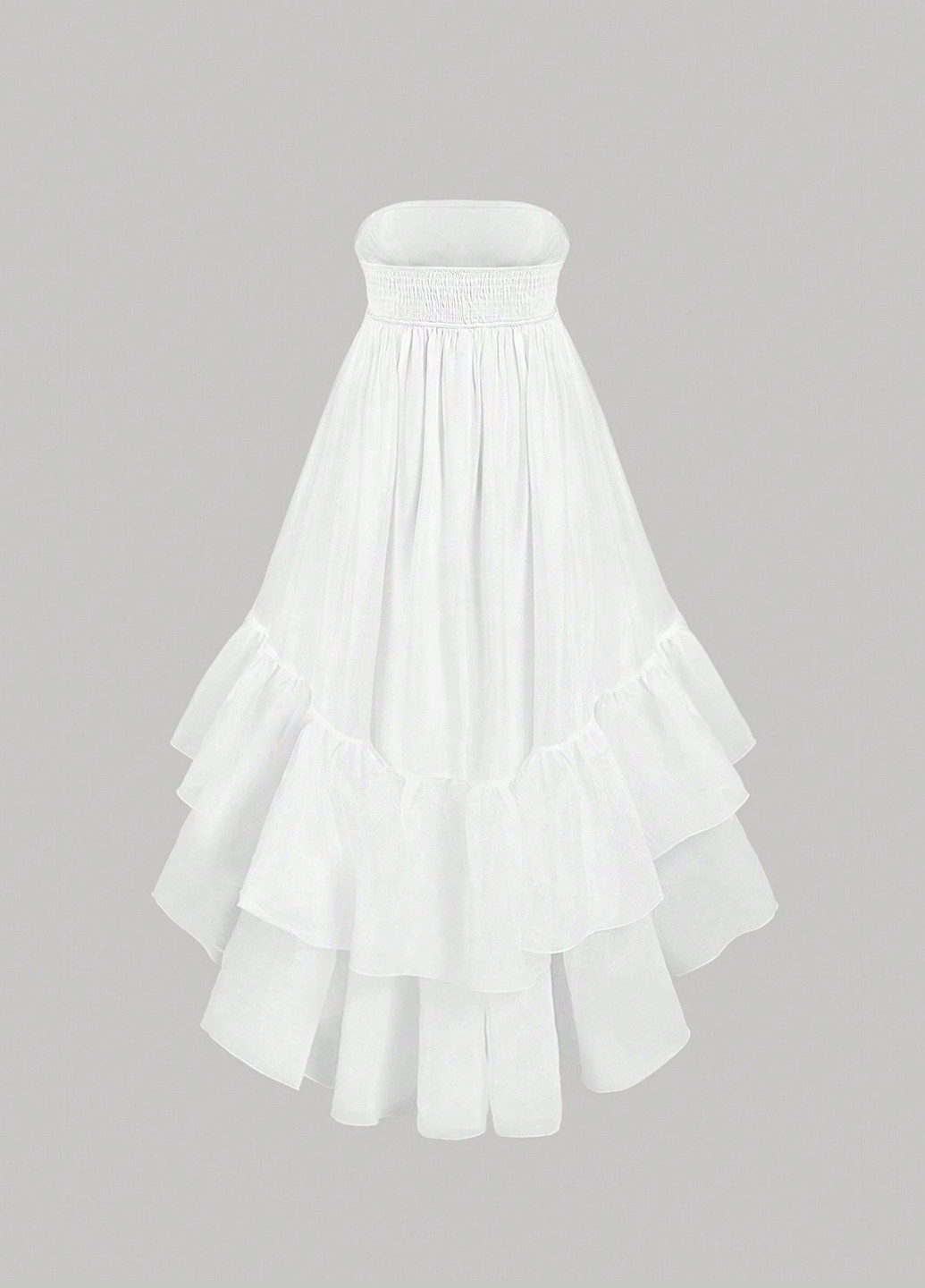 Белое праздничный, вечернее, кэжуал платье бандо, а-силуэт SHEIN однотонное