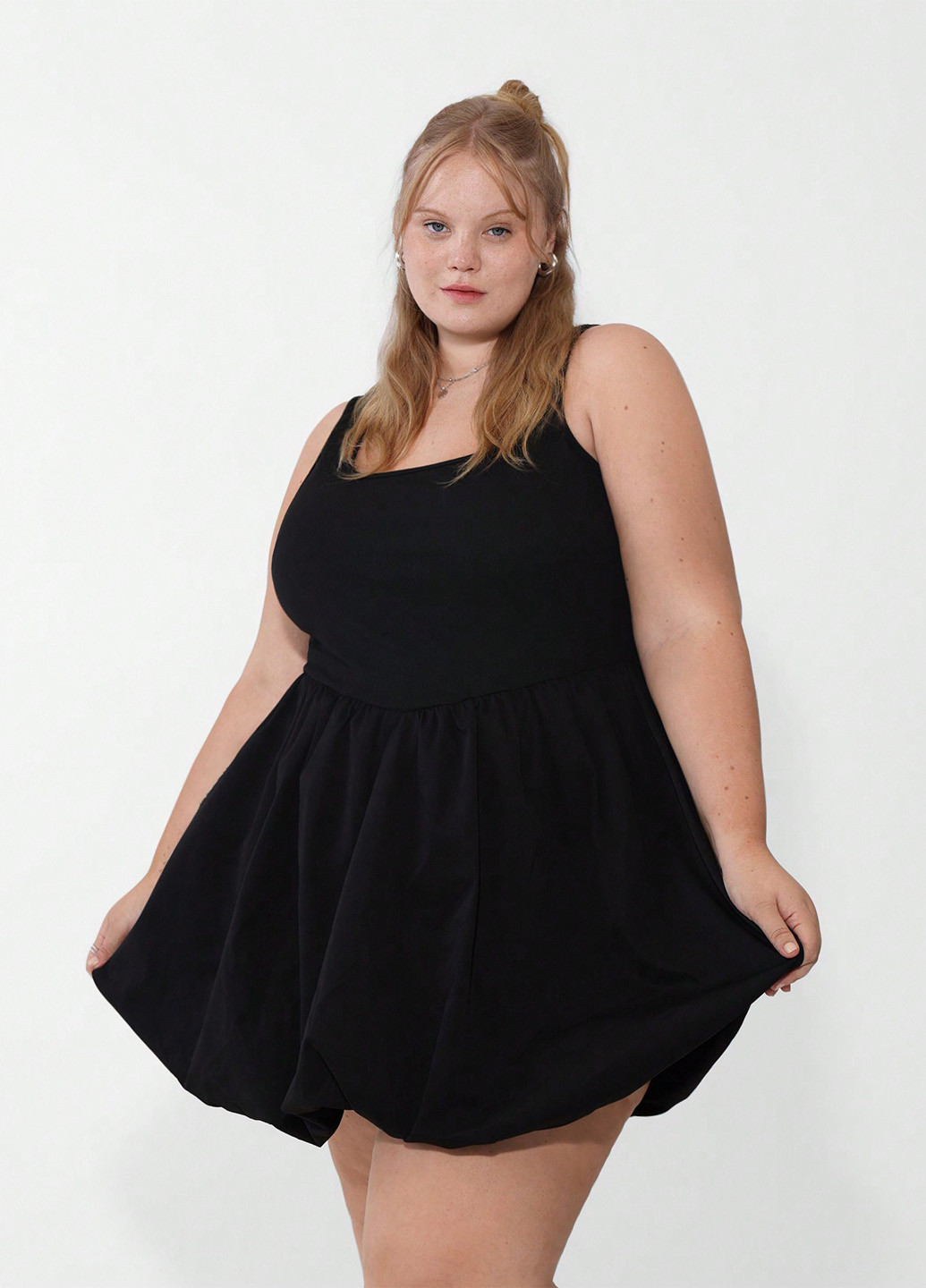 Черное кэжуал платье клеш SHEIN однотонное