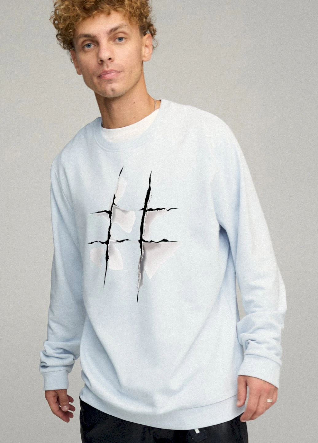 Світло-блакитний світшот чоловічий oversize /no flis/ YAPPI (252259394)
