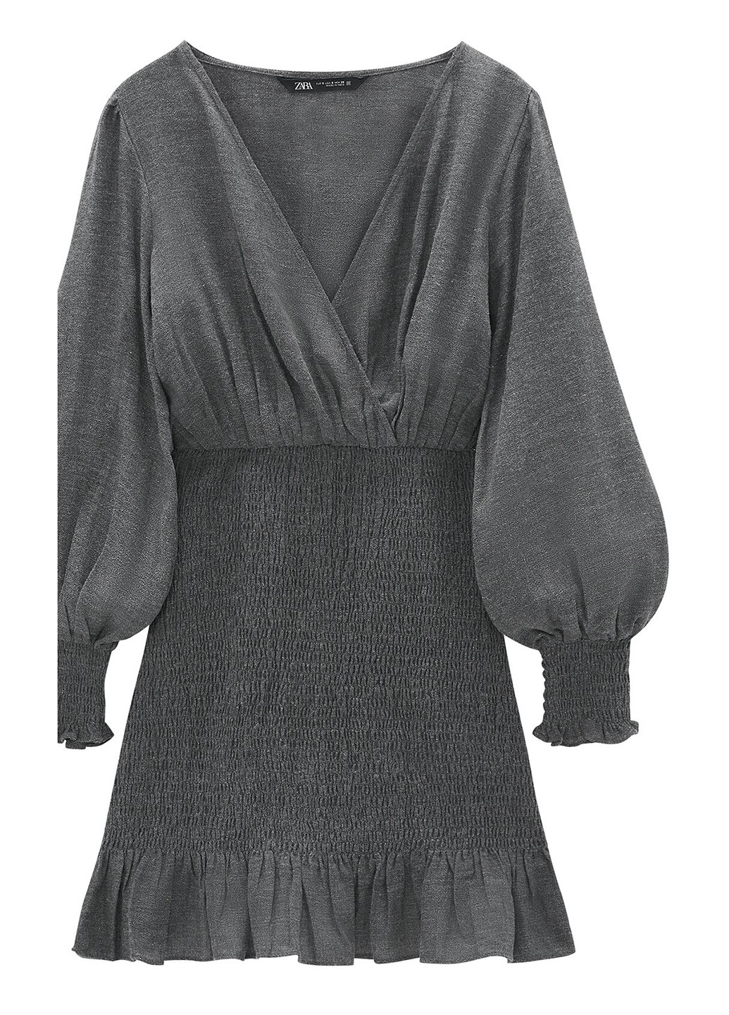 Серое кэжуал платье на запах Zara однотонное