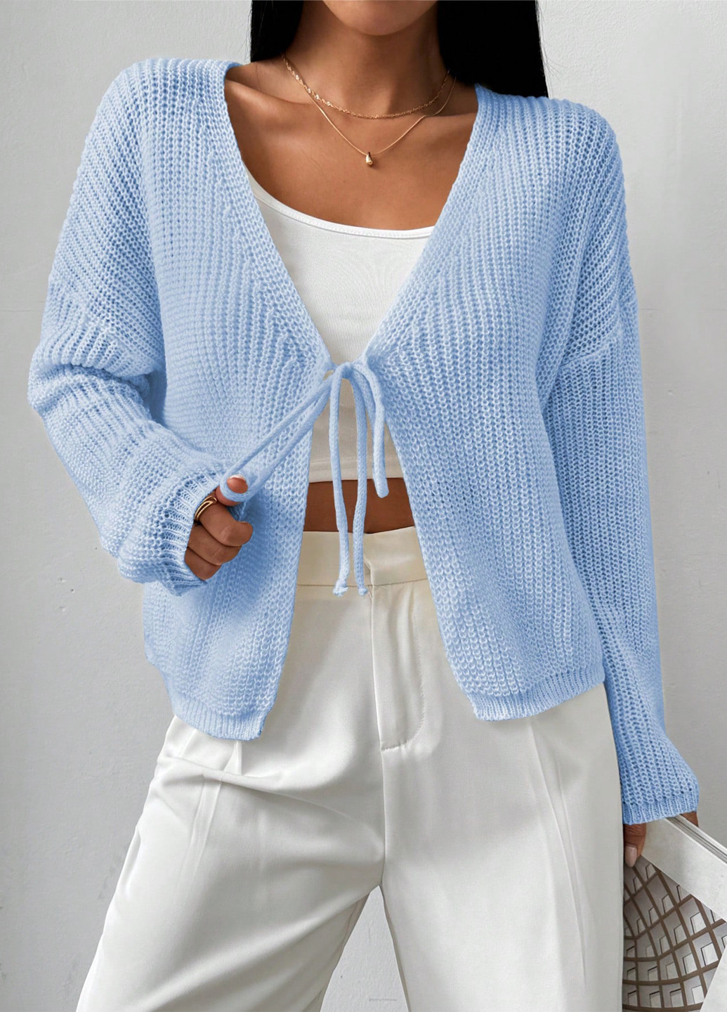 Голубой демисезонный кардиган SHEIN