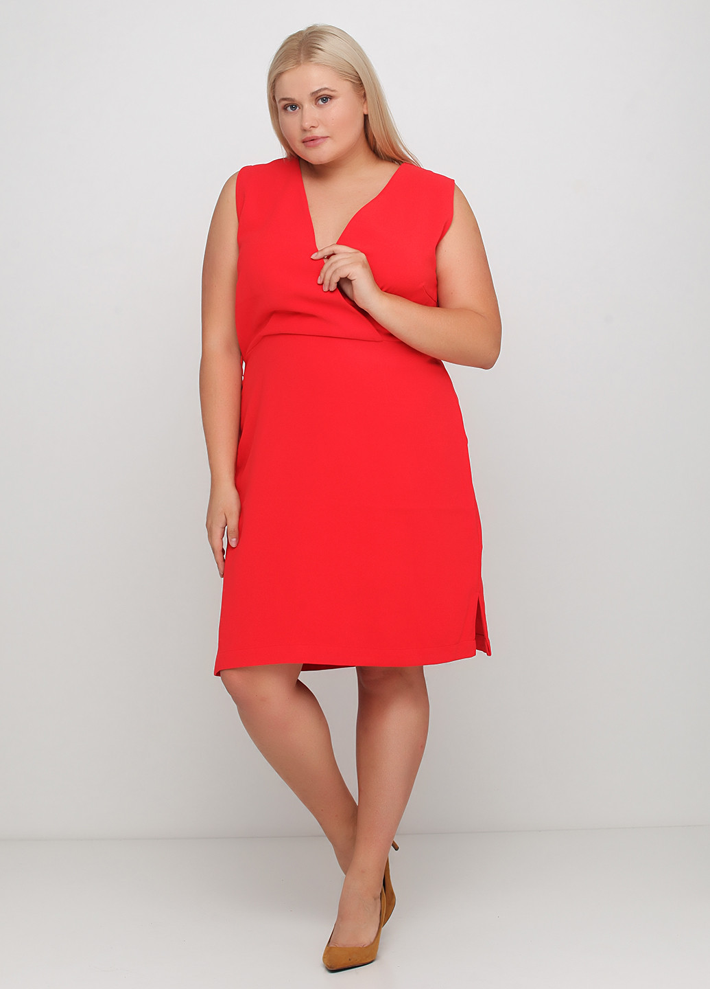 Червона коктейльна сукня кльош Friendtex однотонна