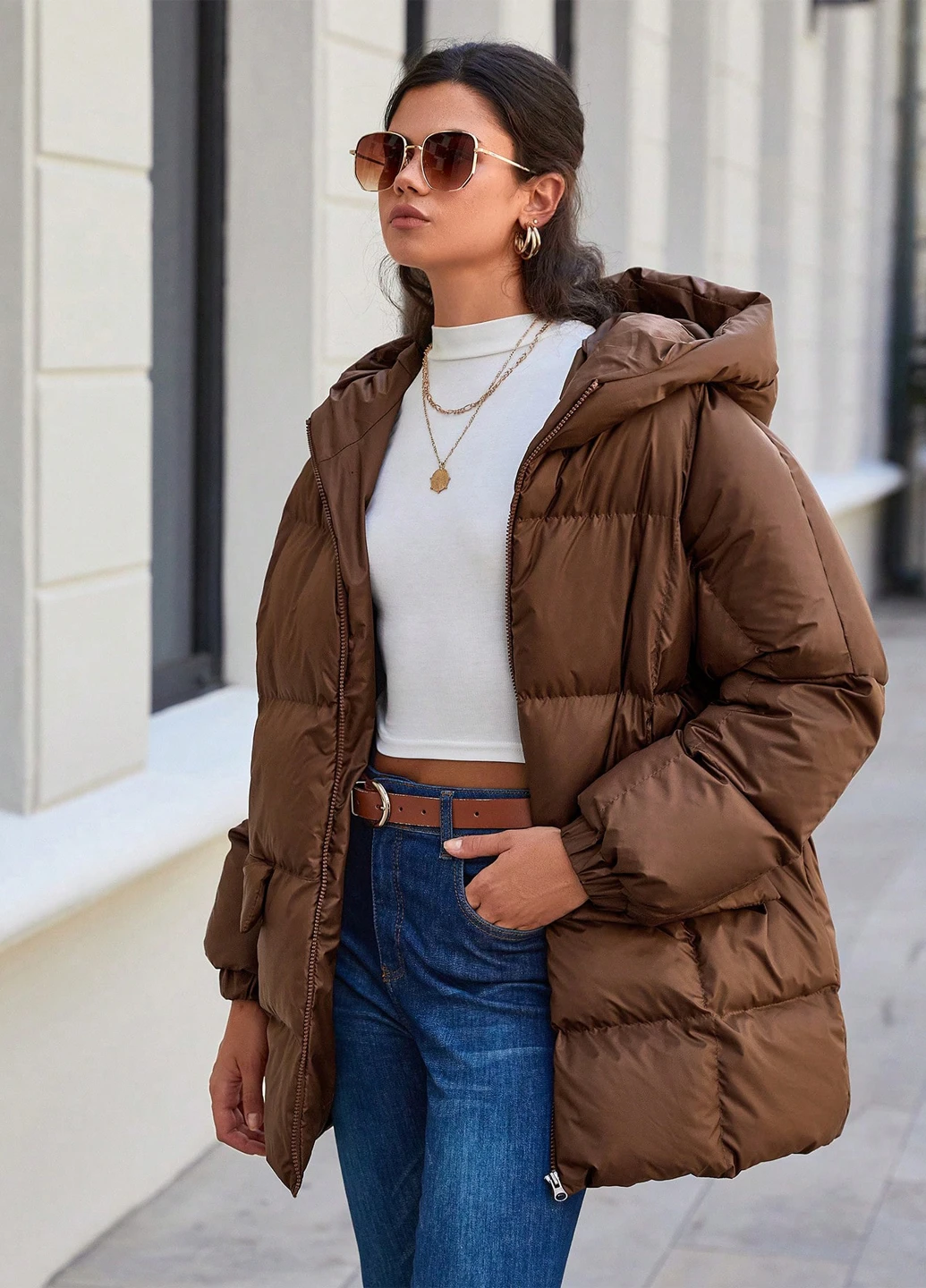 Коричнева зимня куртка SHEIN