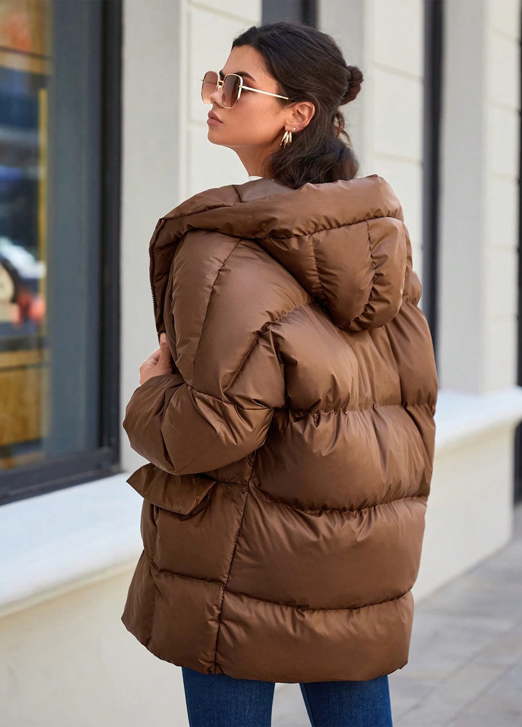 Коричнева зимня куртка SHEIN