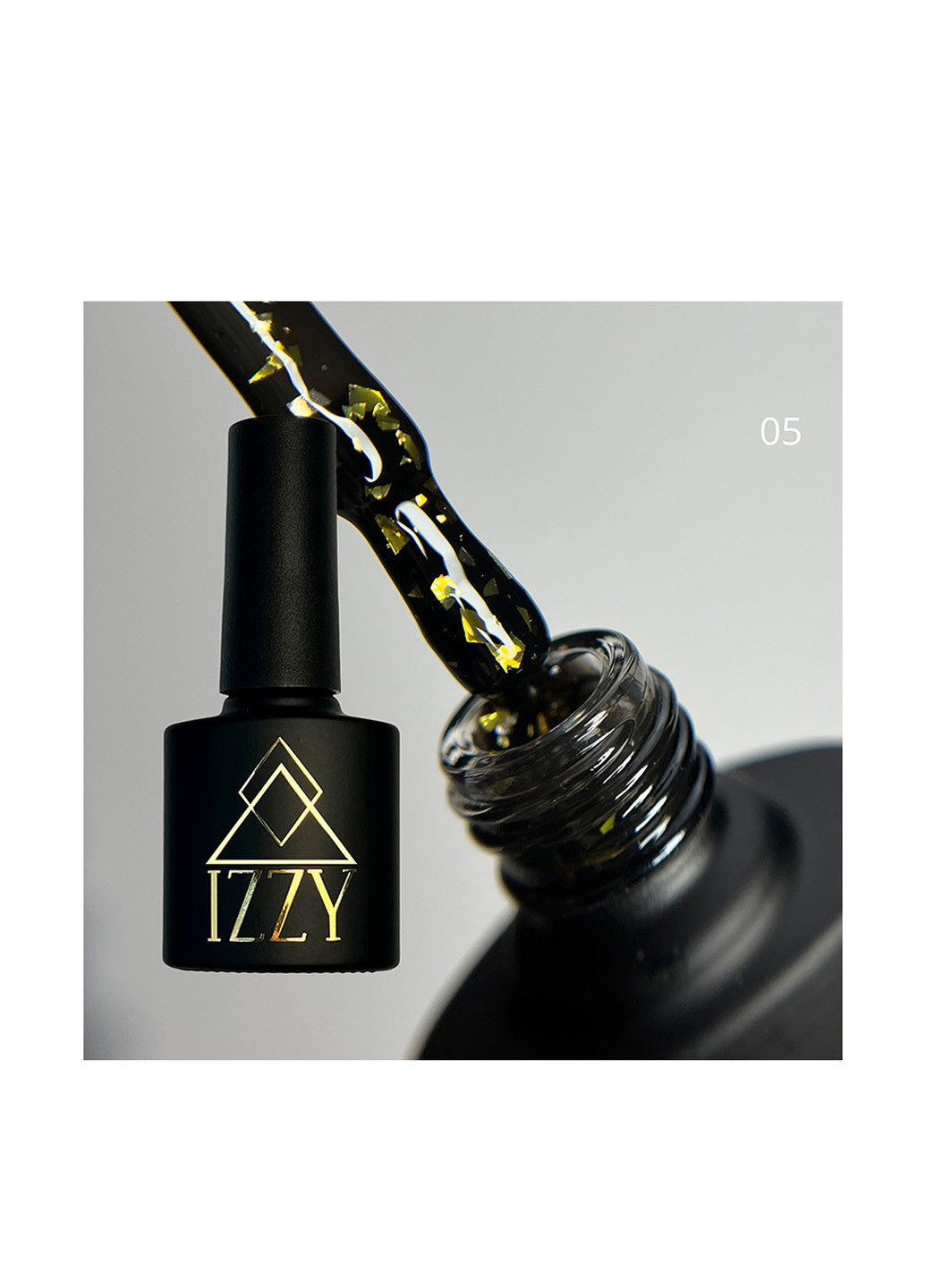 База для манікюру Any Base 05, чорна база для нігтів зі шматочками поталі, 10 г Izzy (363030630)