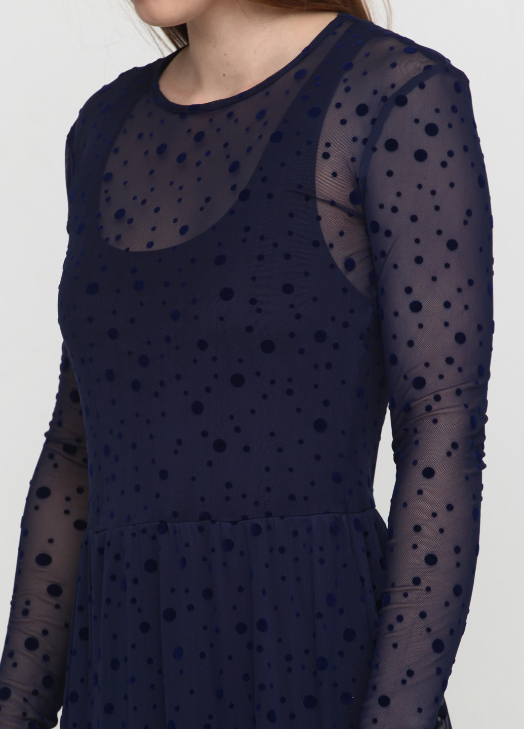 Темно-синее кэжуал платье MBYM в горошек