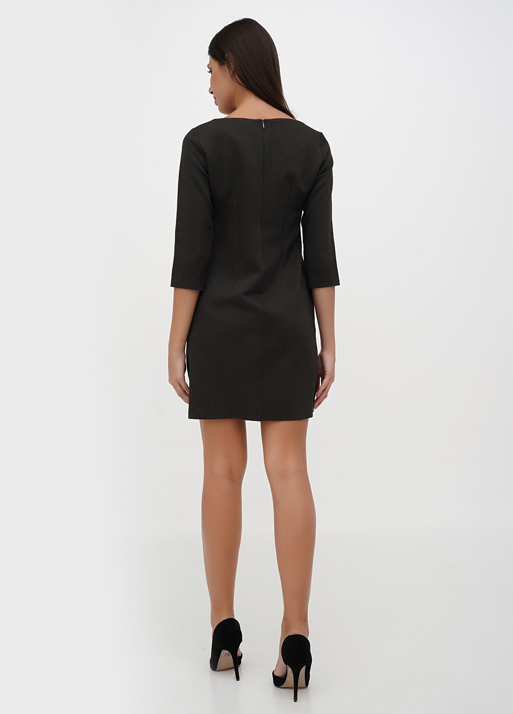 Оливковое (хаки) кэжуал платье а-силуэт Sassofono однотонное