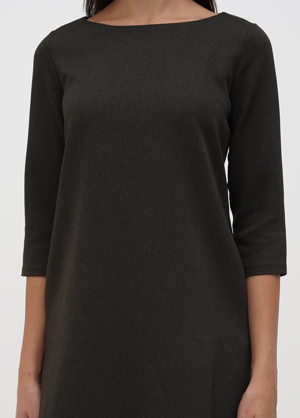 Оливковое (хаки) кэжуал платье а-силуэт Sassofono однотонное