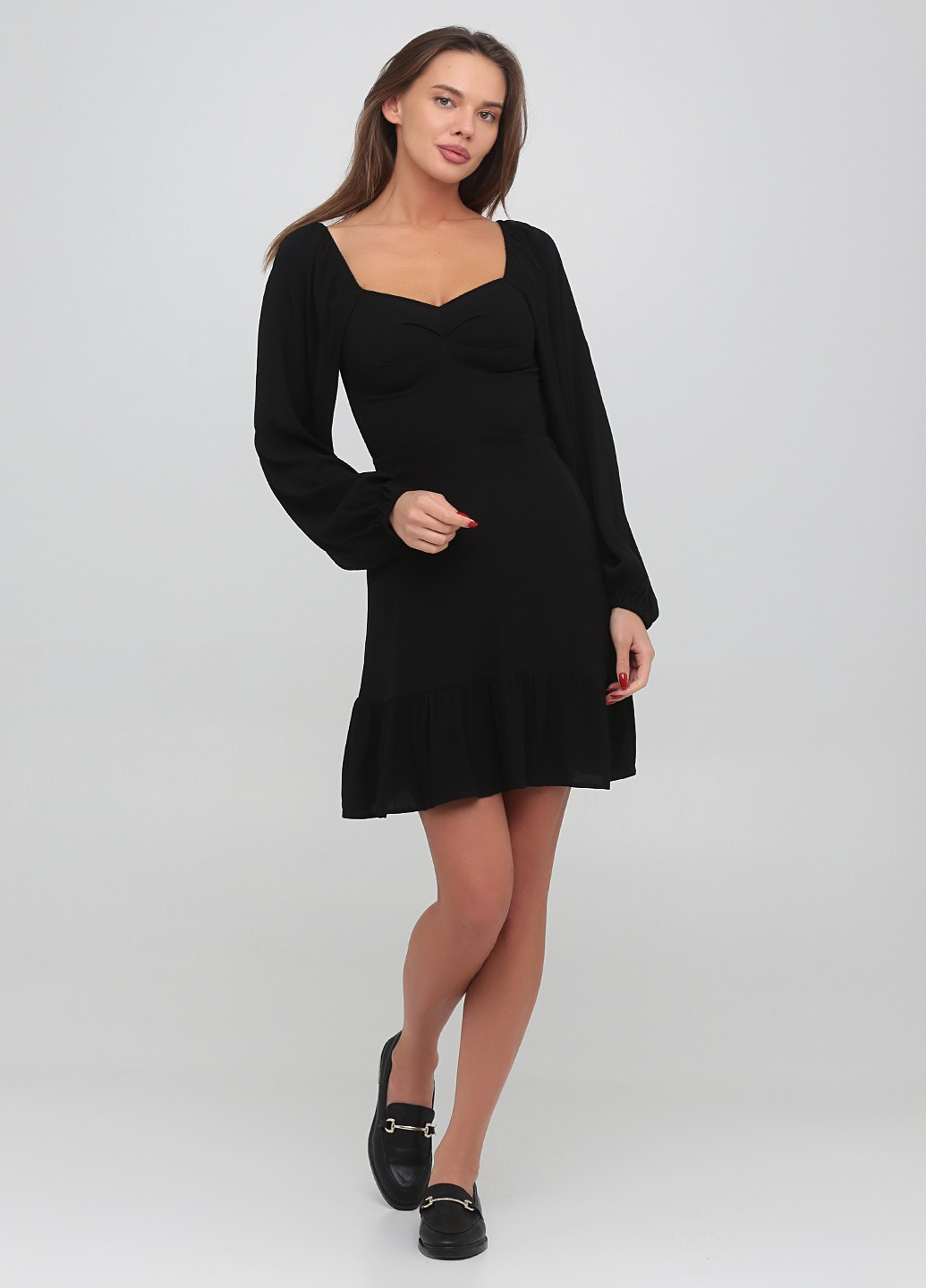 Черное кэжуал платье силуэтная, клеш Monki однотонное