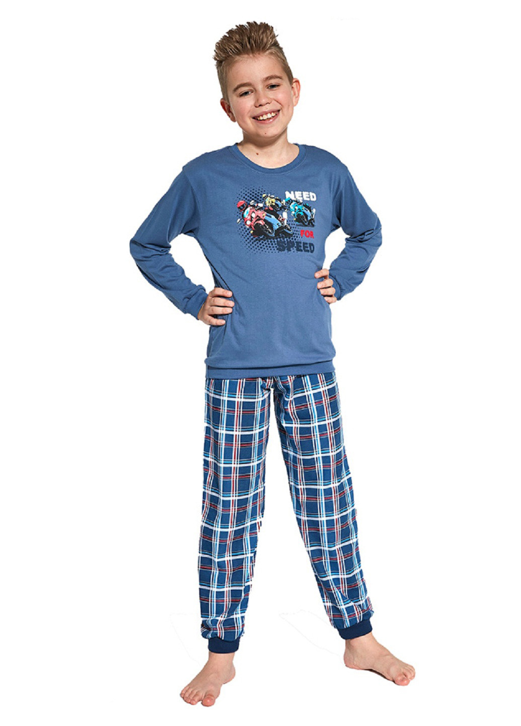 Синяя всесезон пижама (свитшот, брюки) свитшот + брюки Cornette