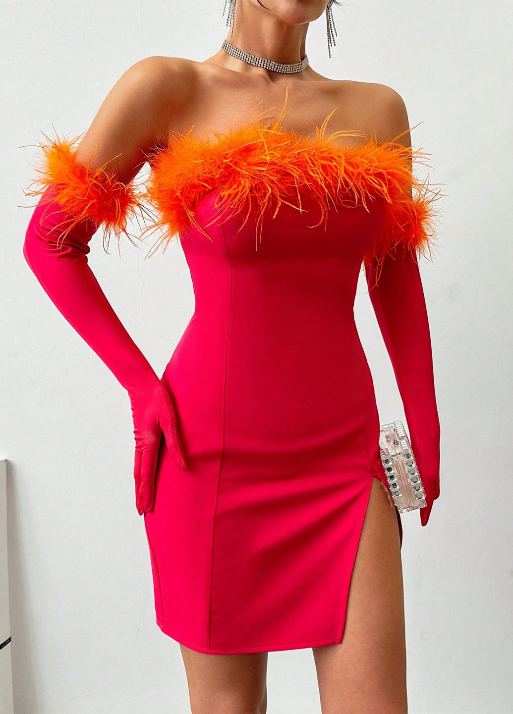 Малинова святковий сукня з відкритими плечима SHEIN однотонна