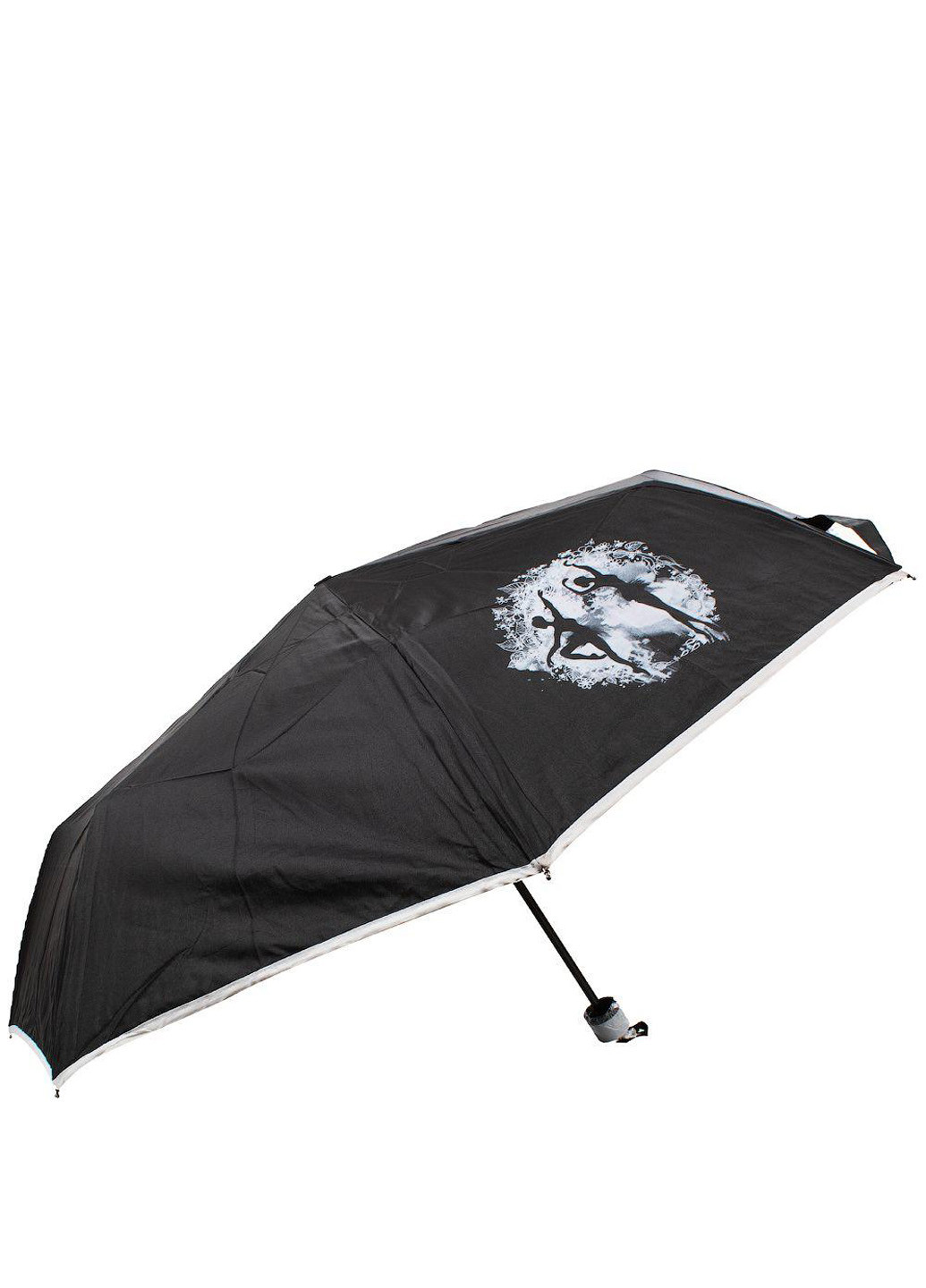 Женский складной зонт механический 98 см Art rain складной однотонный чёрный