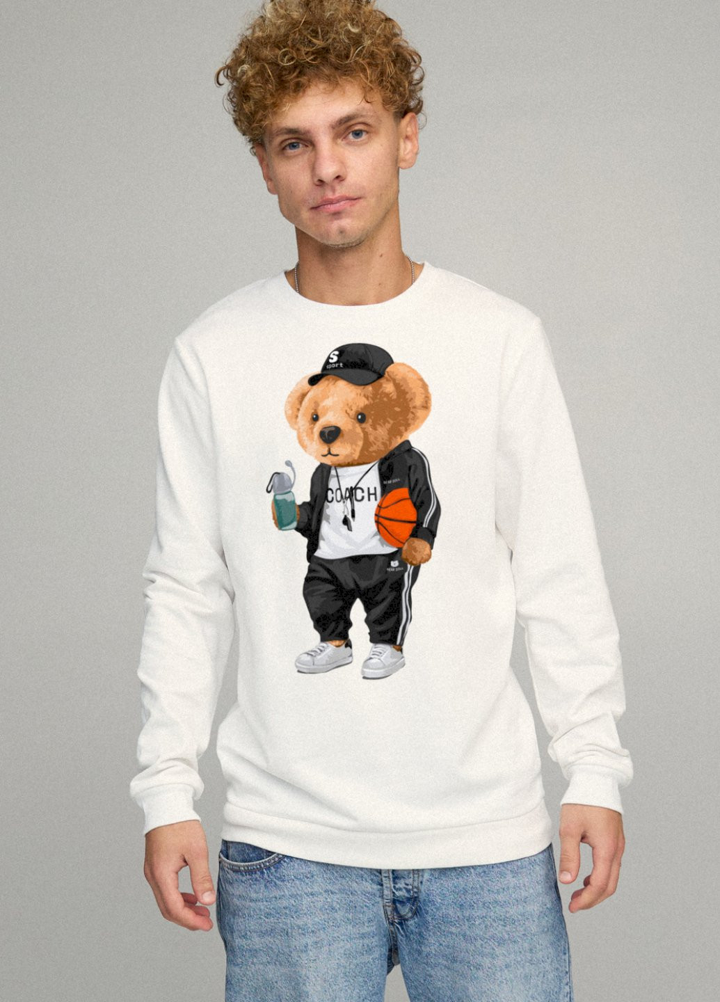 Білий світшот чоловічий basic /no flis/ YAPPI малюнок (251791357)