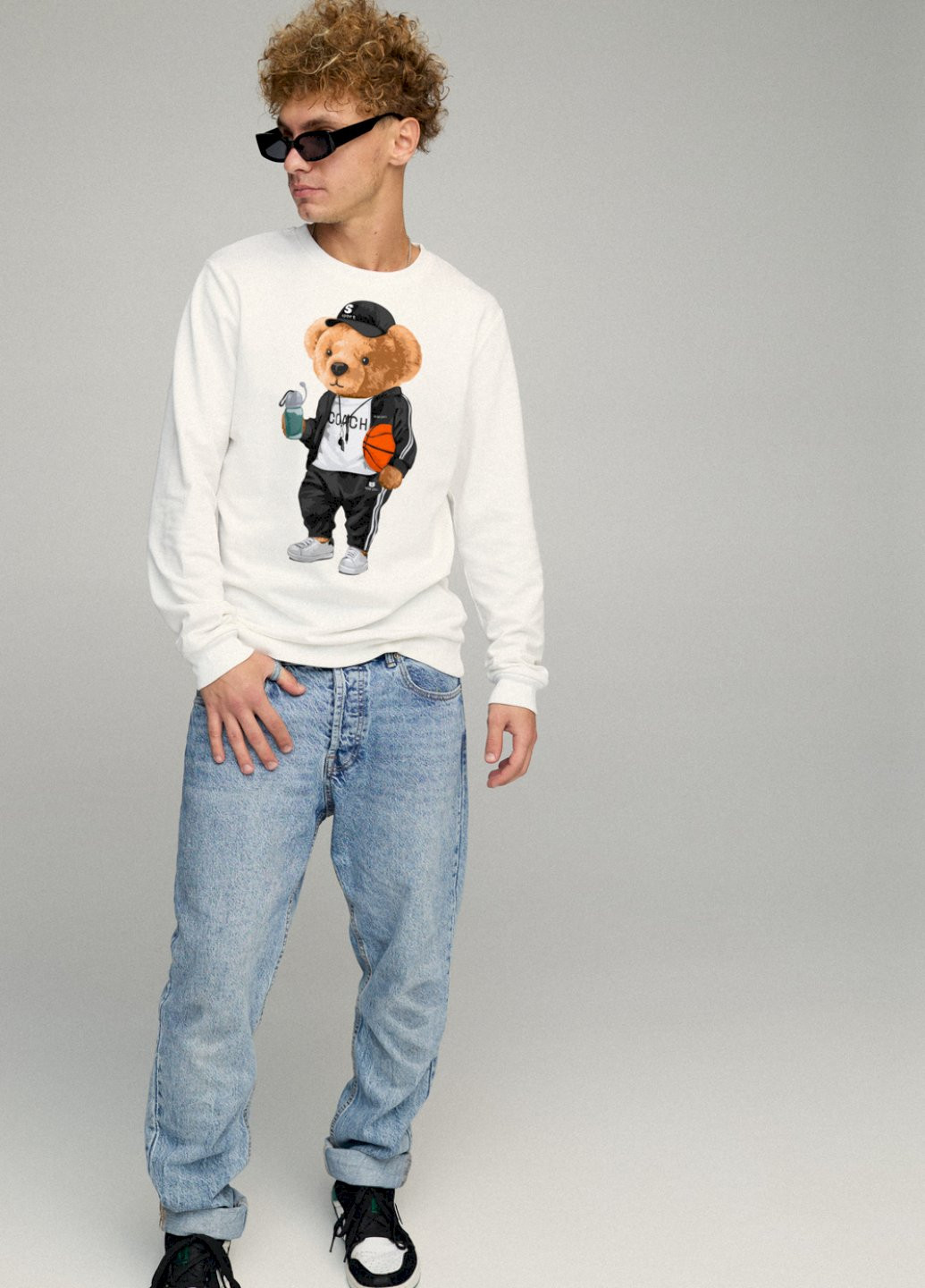 Білий світшот чоловічий basic /no flis/ YAPPI малюнок (251791357)