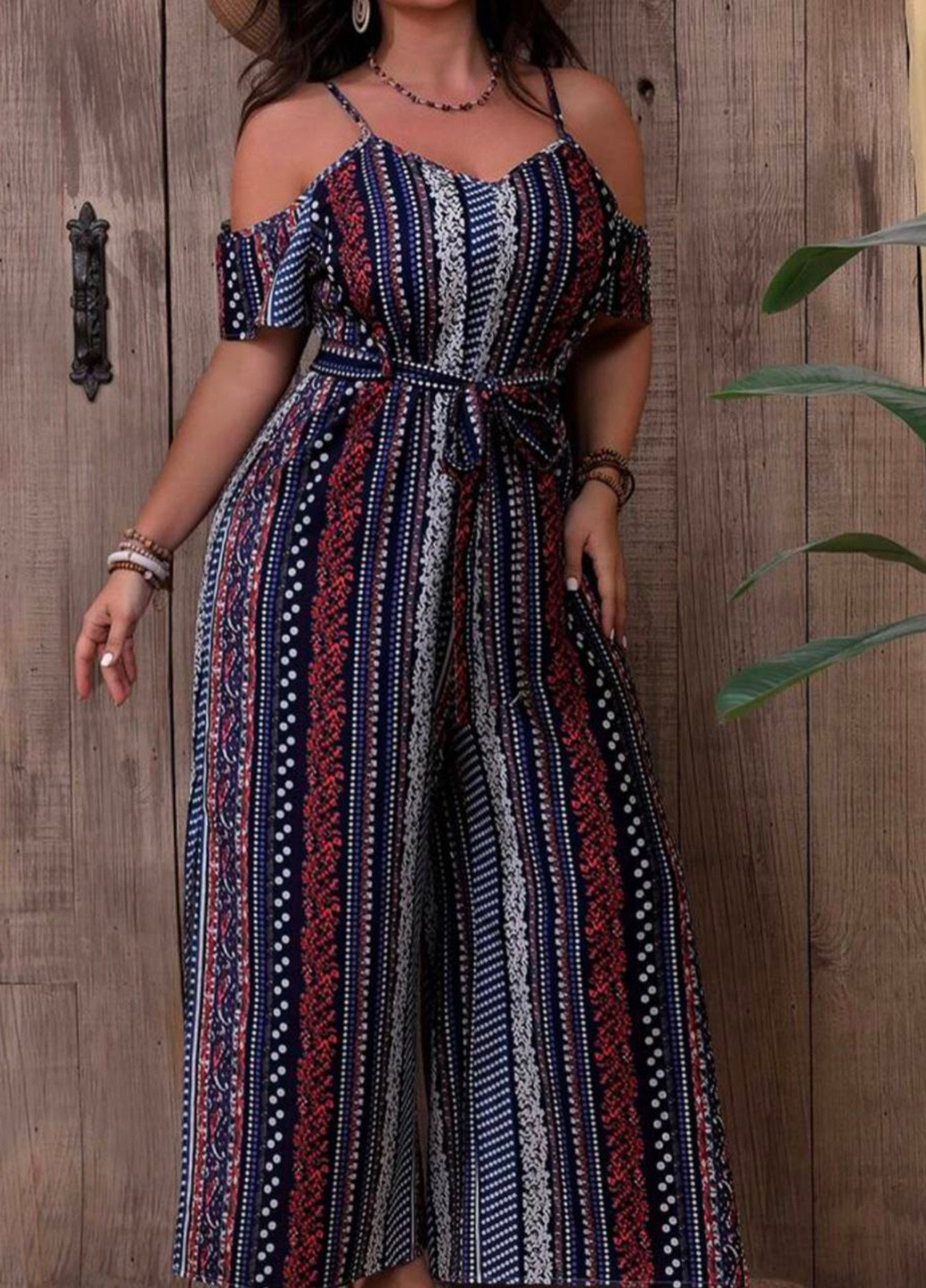 Комбинезон SHEIN комбинезон-брюки абстрактный комбинированный кэжуал полиэстер