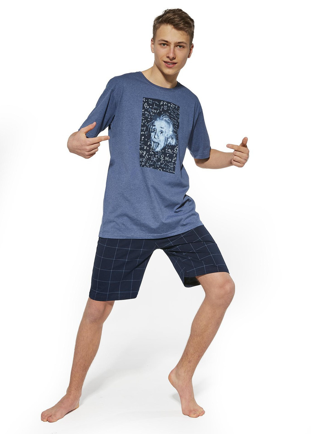 Синя всесезон піжама для хлопчиків-підлітків 39 albert 551-22 футболка + шорти Cornette