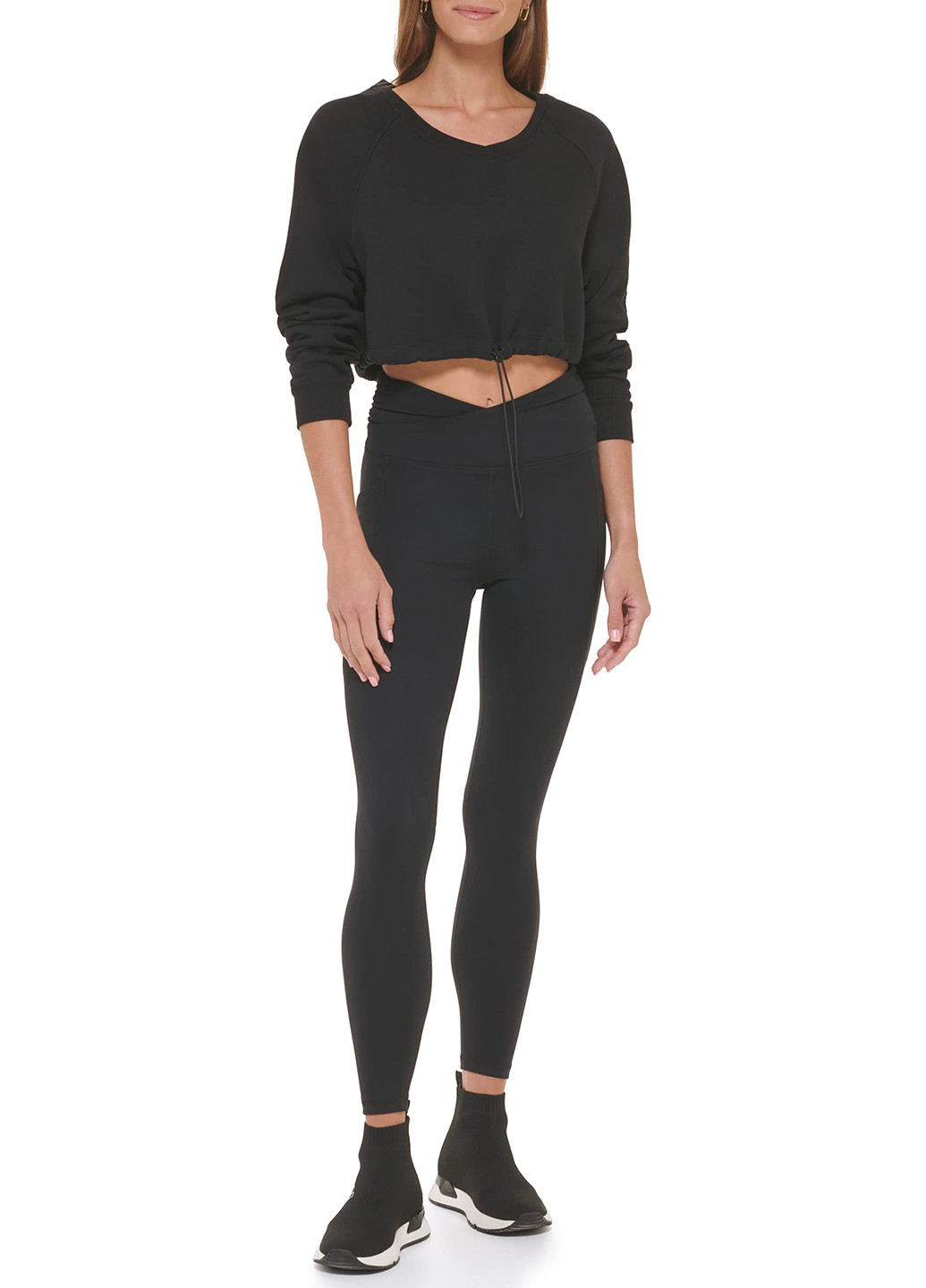 Черный свитшот DKNY однотонный без декора (297680887)